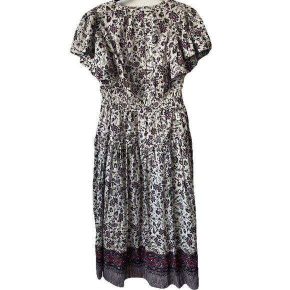 NEW $450 ULLA JOHNSON Lyria Flutter Sleeve  Floral Cotton Blend Midi Dress Sz 4 - Picture 7 of 7